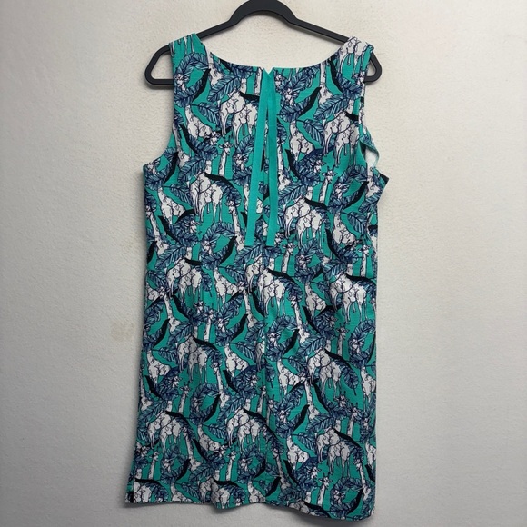 Talbots Midi Dress 14 Blue Zebra Print Sheath Tank - Picture 3 of 5